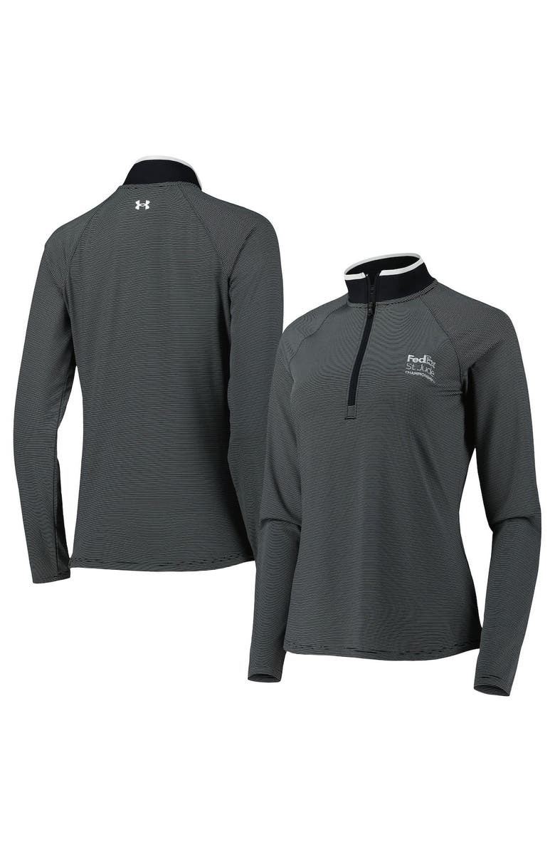 Under Armour Women's Under Armour Black FedEx St. Jude Championship T2 Green Stripe Raglan Quarter-Zip Top, Main, color, Black