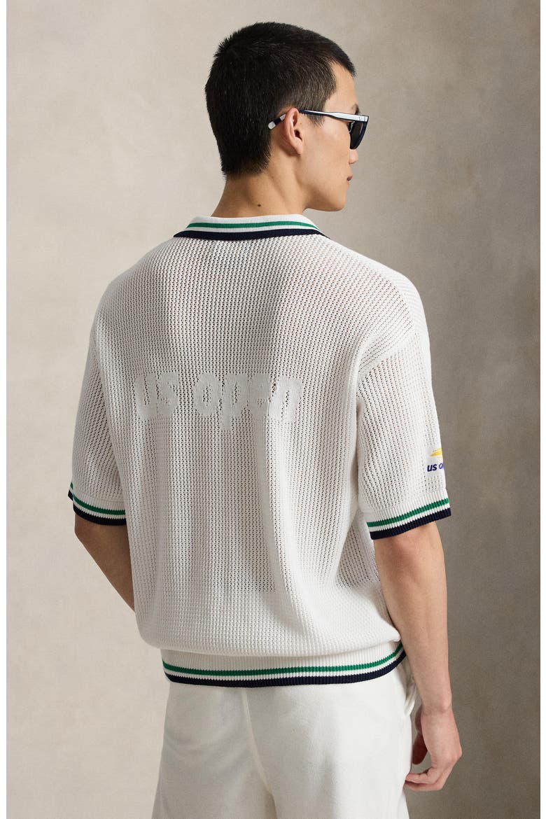 US Open Short Sleeve Knit Cardigan, Alternate, color, WHITE