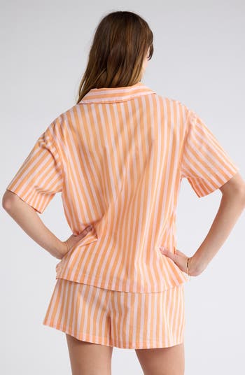 Stripe Cotton Blend Top & Shorts Pajamas