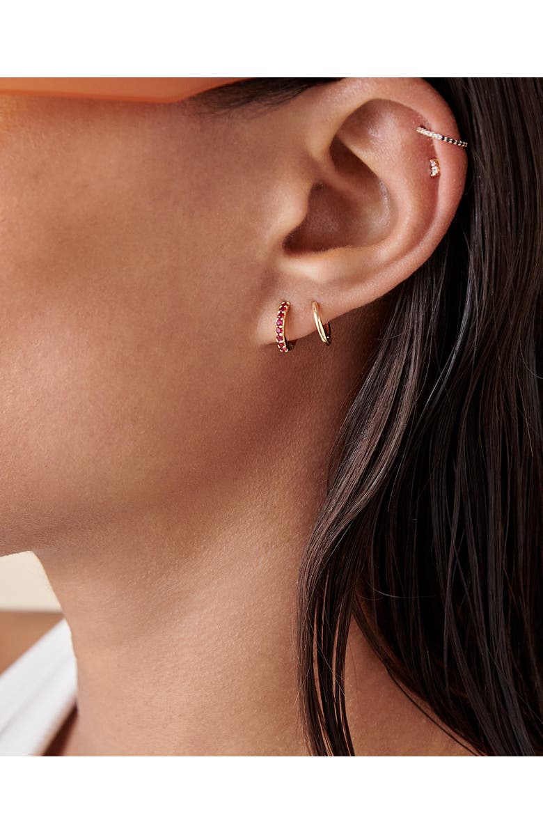 Edge of Ember Ruby Pave Huggie Earrings, Alternate, color, Ruby