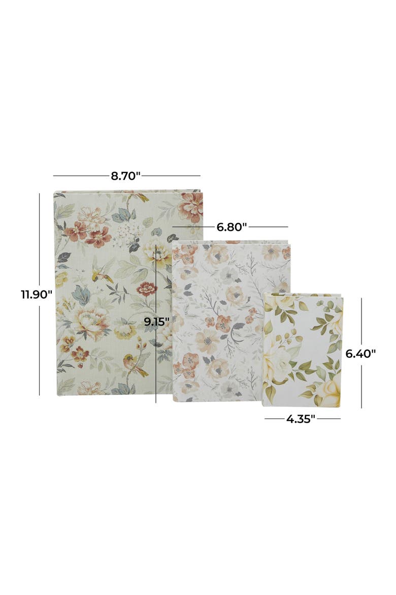 Set of 3 Faux Book Boxes, Alternate, color, WHITE