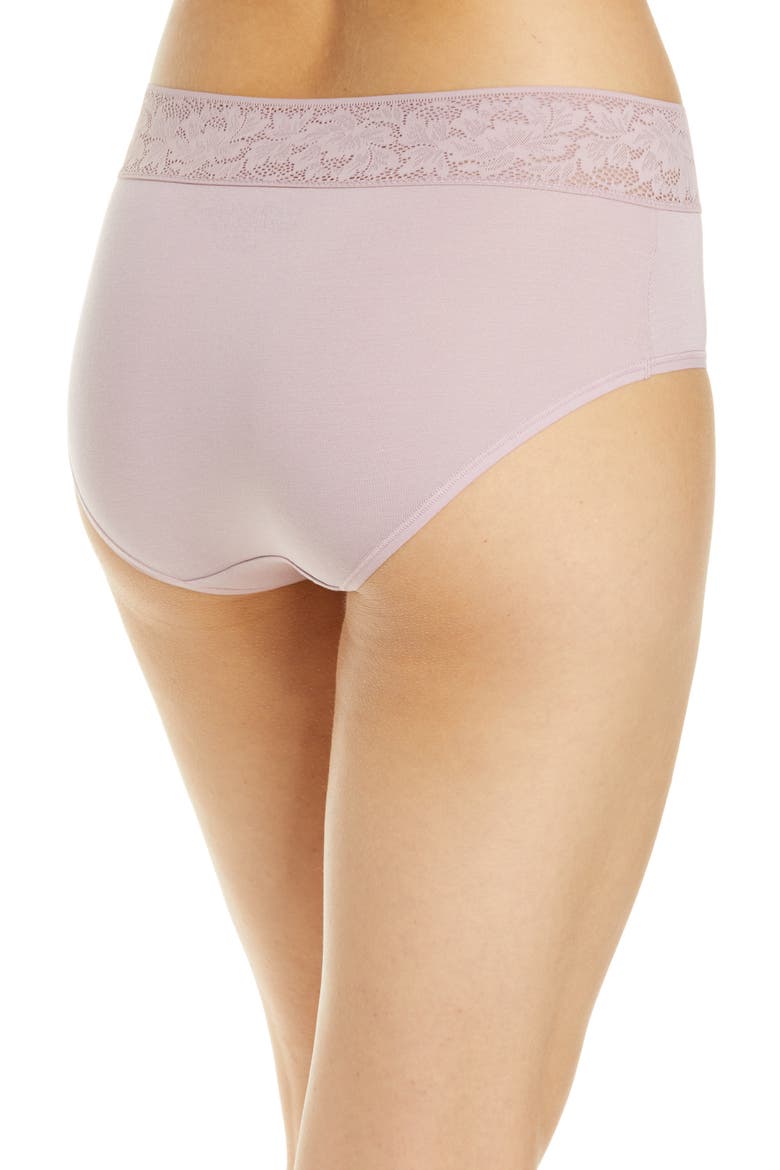Second Skin High Waist Lace Trim Briefs, Alternate, color, MAUVE SHADOWS