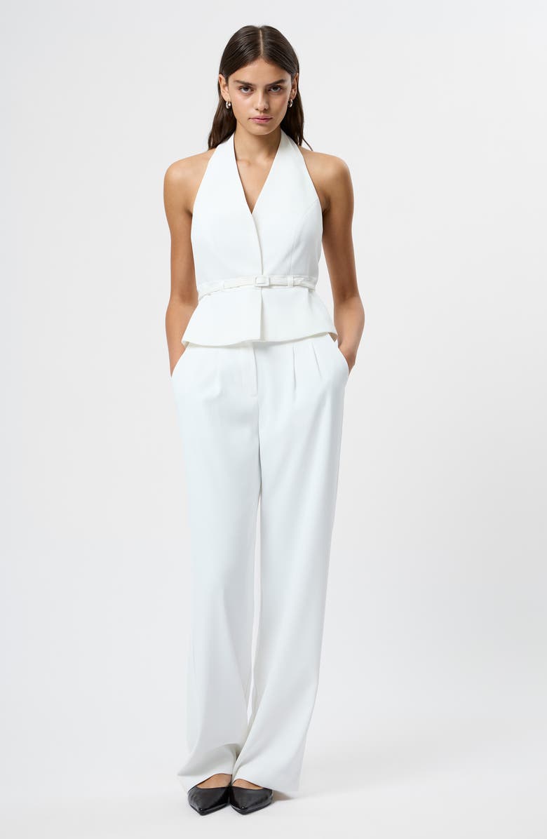 French Connection Harry Belted Suiting Halter Top, Alternate, color, Summer White