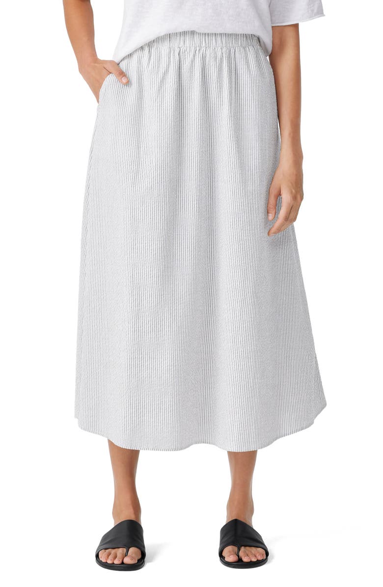 Eileen Fisher Stripe Organic Cotton A-Line Skirt, Main, color, 