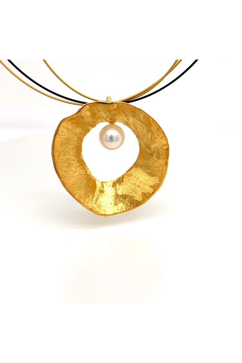 Sea & Moon Large Necklace, Sterling Silver with Gold Plate, Main, color, Gold Plated