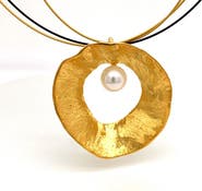 Esin Akan Sea & Moon Large Necklace, Sterling Silver with Gold Plate