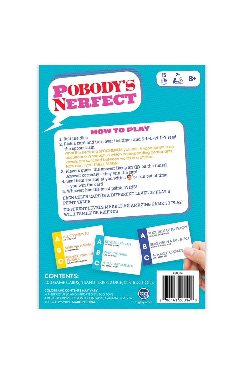 Longshore Pobody
s Nerfect Game Party Game, 300 Cards, Ages 8+, Alternate, color, Multicolored