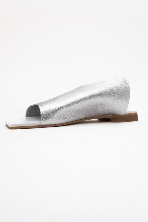 Forever & Always Shoes Orianna Leather Slide Sandal In Silver