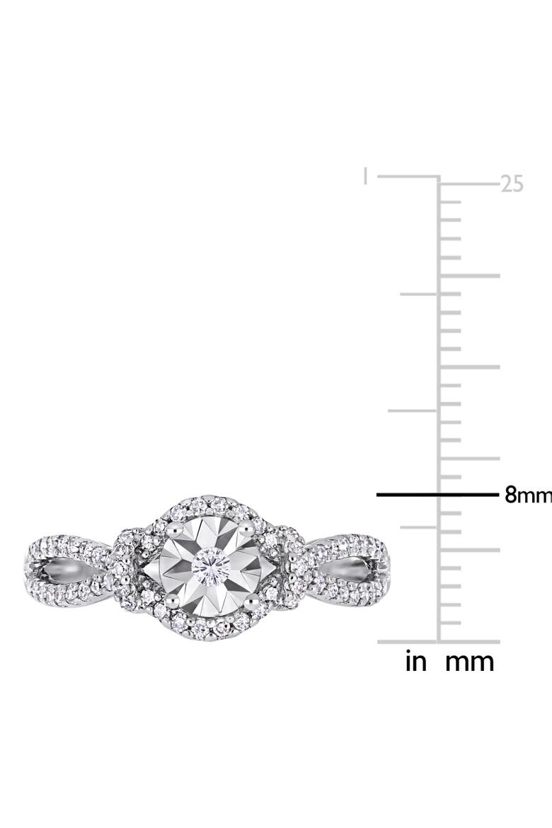 Diamond Crossover Engagement Ring, Alternate, color, Sterling Silver