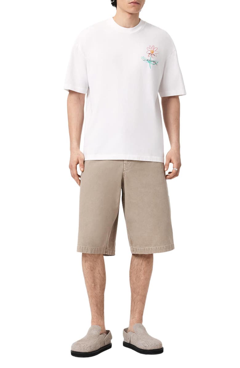 AllSaints Crayo Floral Cotton Graphic T-Shirt, Alternate, color, Ashen White