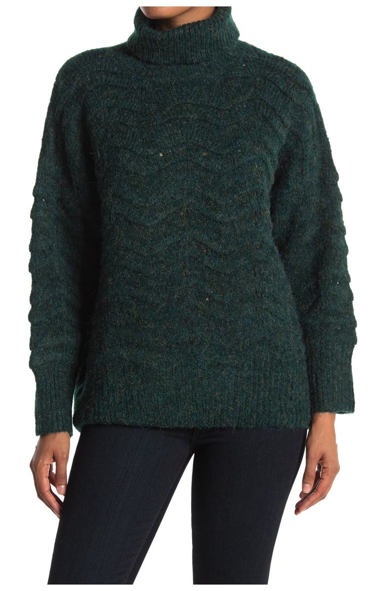 FRNCH Cable Knit Turtleneck Sweater, Main, color,
