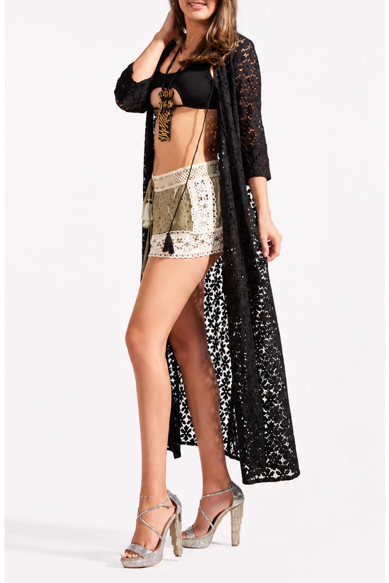 Lace Cover-Up Duster, Alternate, color, BLACK