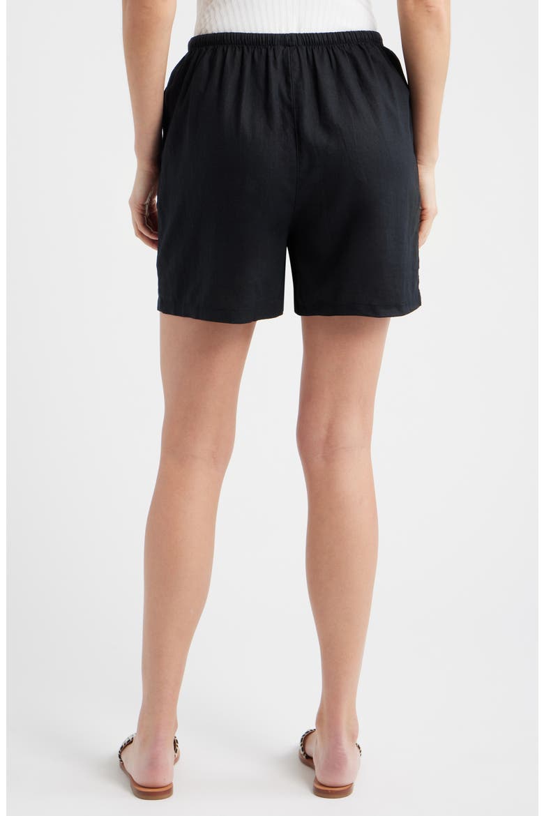 Linen Blend Shorts, Alternate, color, BLACK