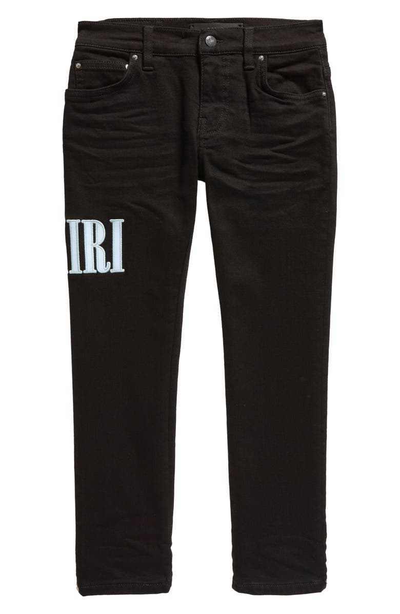 AMIRI Kids' Embroidered Logo Stretch Jeans, Main, color, 