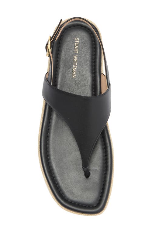 Stuart Weitzman Mel Leather Espadrille Flatform Sandal In Black
