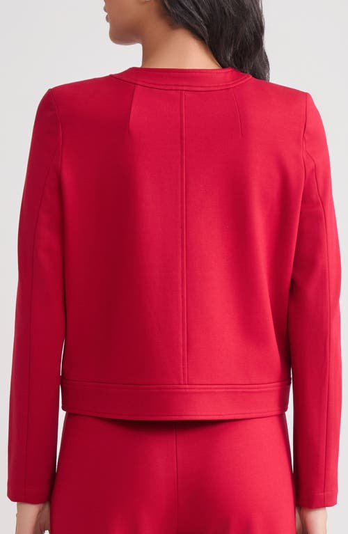 Misook Front Zip Ponte Jacket In Red