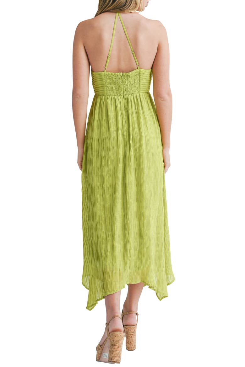 Textured Asymmetric Hem Halter Dress, Alternate, color, LIME
