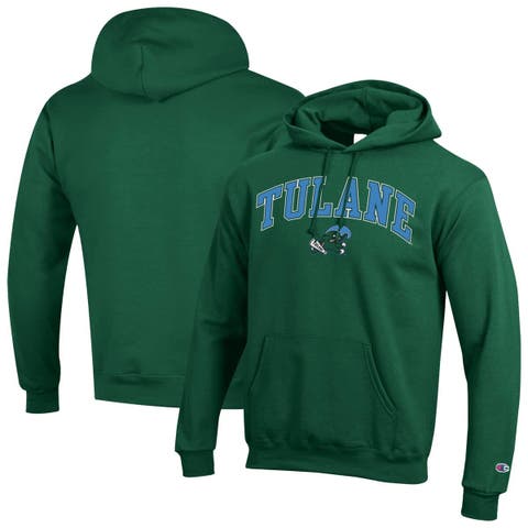 Men's Champion  Green Tulane Green Wave Arch Over Logo Pullover Hoodie