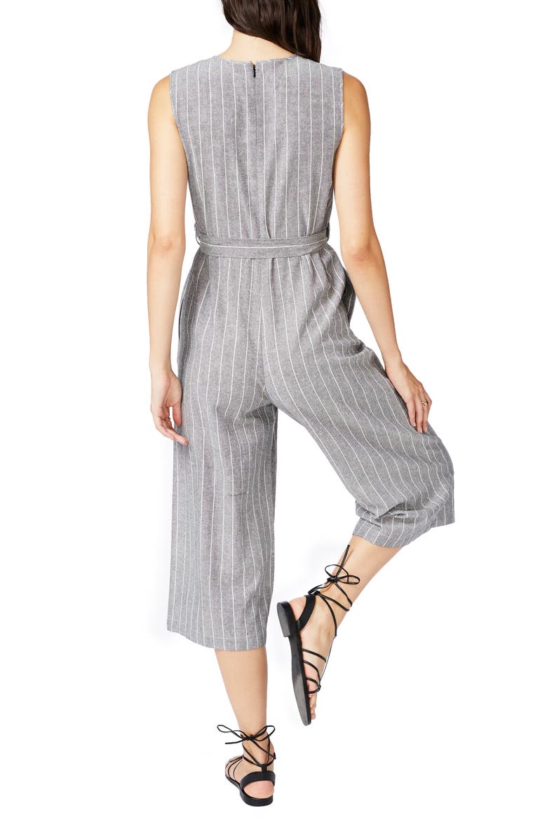 Pinstripe Crop Jumpsuit, Alternate, color, RICH BLACK