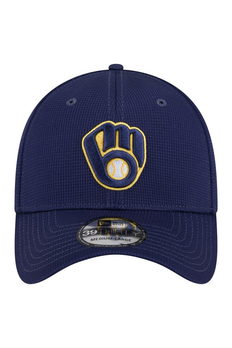 Men's New Era Navy Milwaukee Brewers Active Pivot 39THIRTY Flex Hat, Alternate, color, Navy