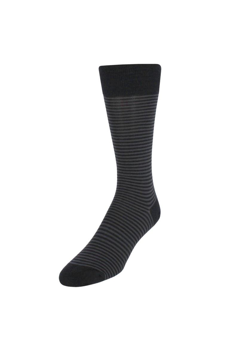 Carvel Striped Pattern Mid-Calf Pima Cotton Socks, Main, color, Black and  Charcoal Stripes