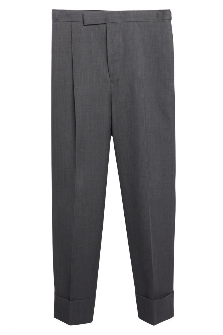 Single Pleat Crop Wool Trousers, Alternate, color, MEDIUM GREY