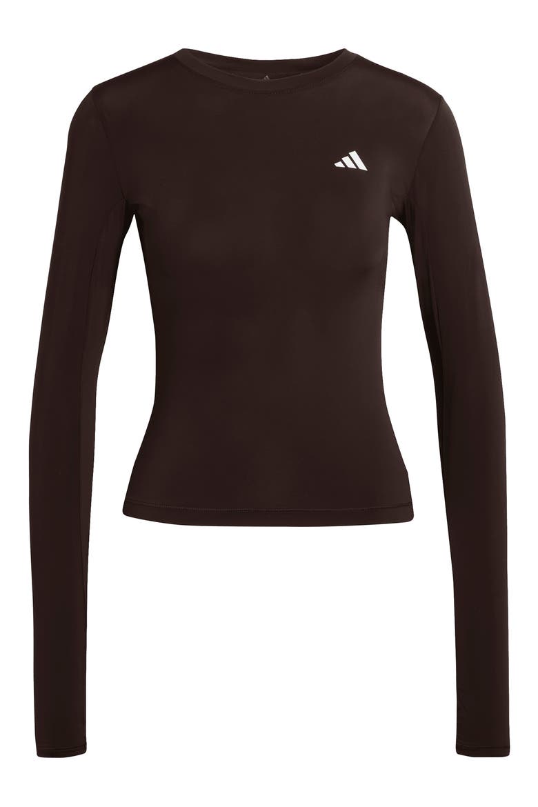 Power Essentials Workout Contour Long Sleeve Top, Alternate, color, AURORA COFFEE