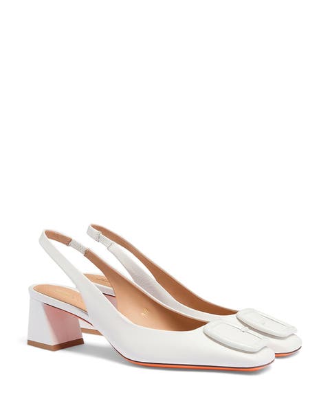 Leather mid-heel slingback