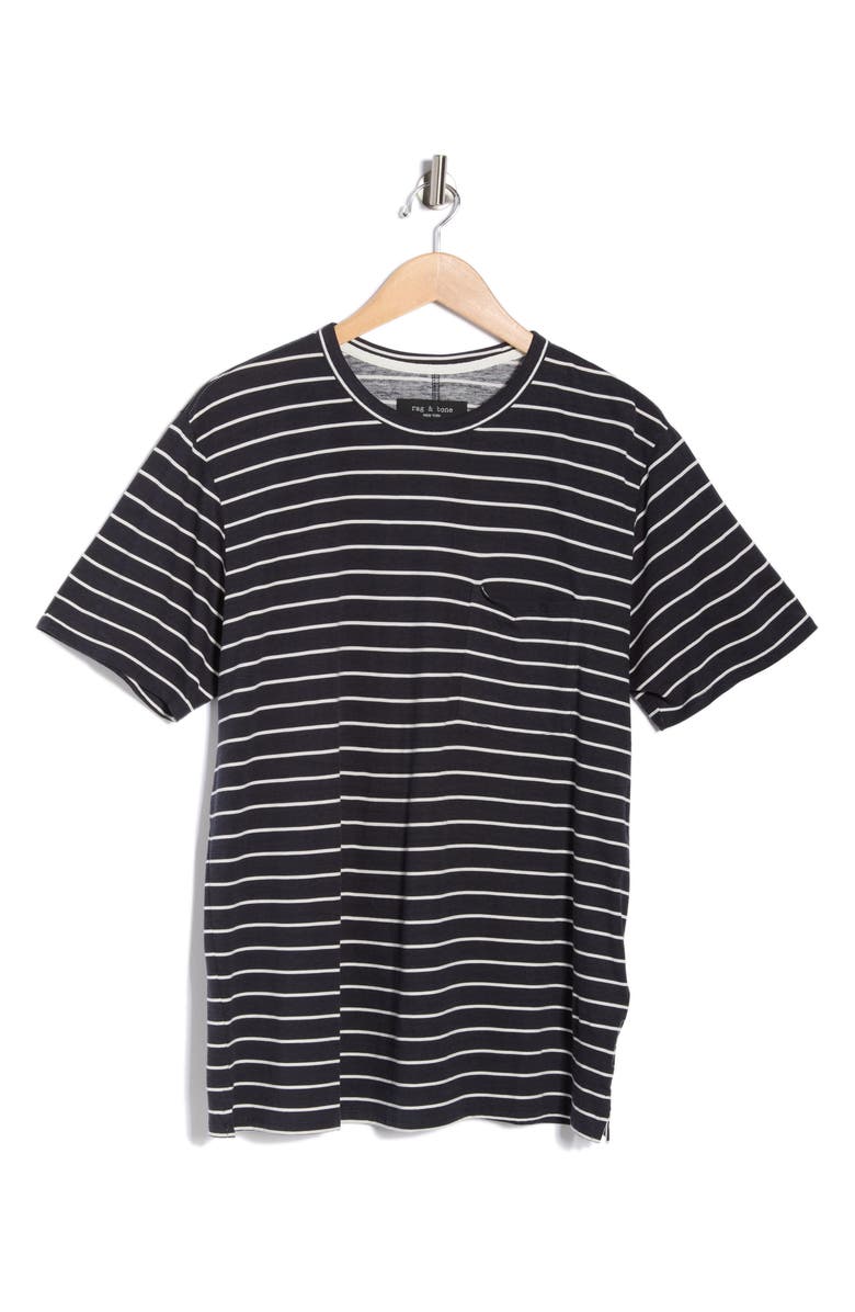rag & bone Matthew Stripe Pocket T-Shirt, Main, color, Navy