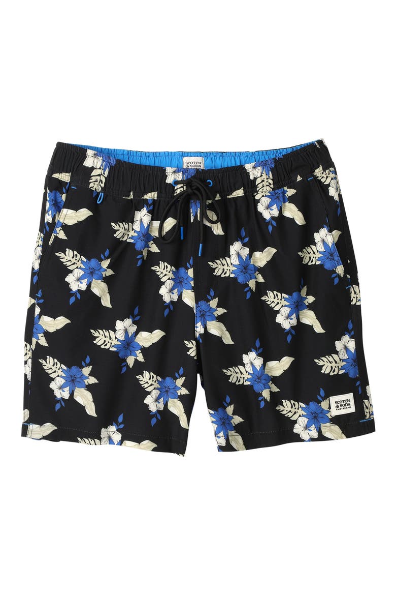 Midnight Garden Swim Trunks, Alternate, color, METEORITE