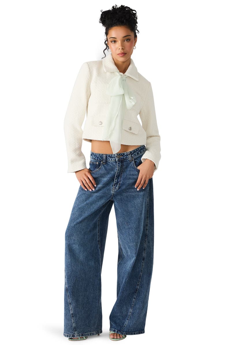 Steve Madden Alise Crop Knit Jacket, Alternate, color, Ivory