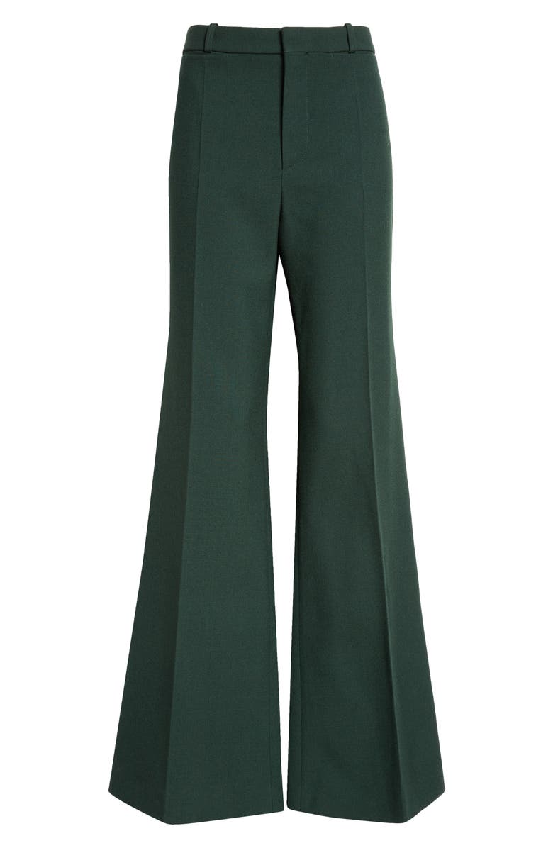 Chloé Virgin Wool Crêpe Flare Leg Trousers, Alternate, color, 