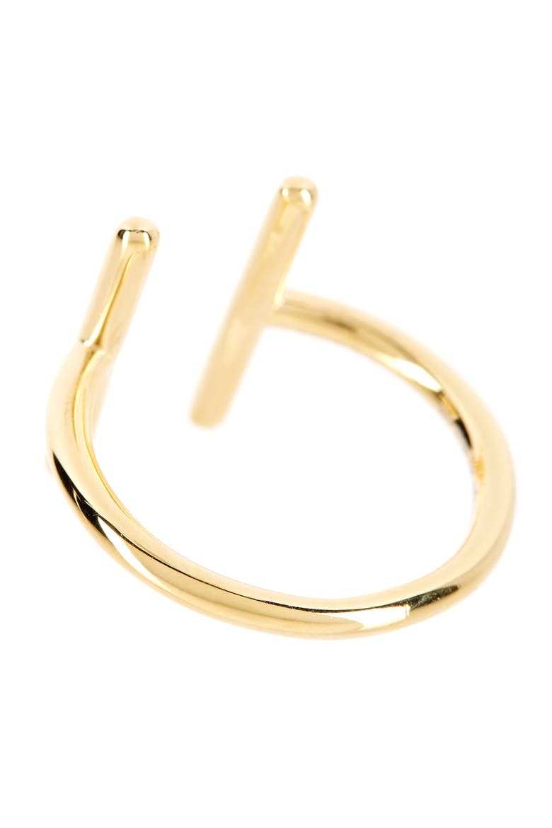 14K Gold Vermeil Parallel Bar Ring, Alternate, color, GOLD