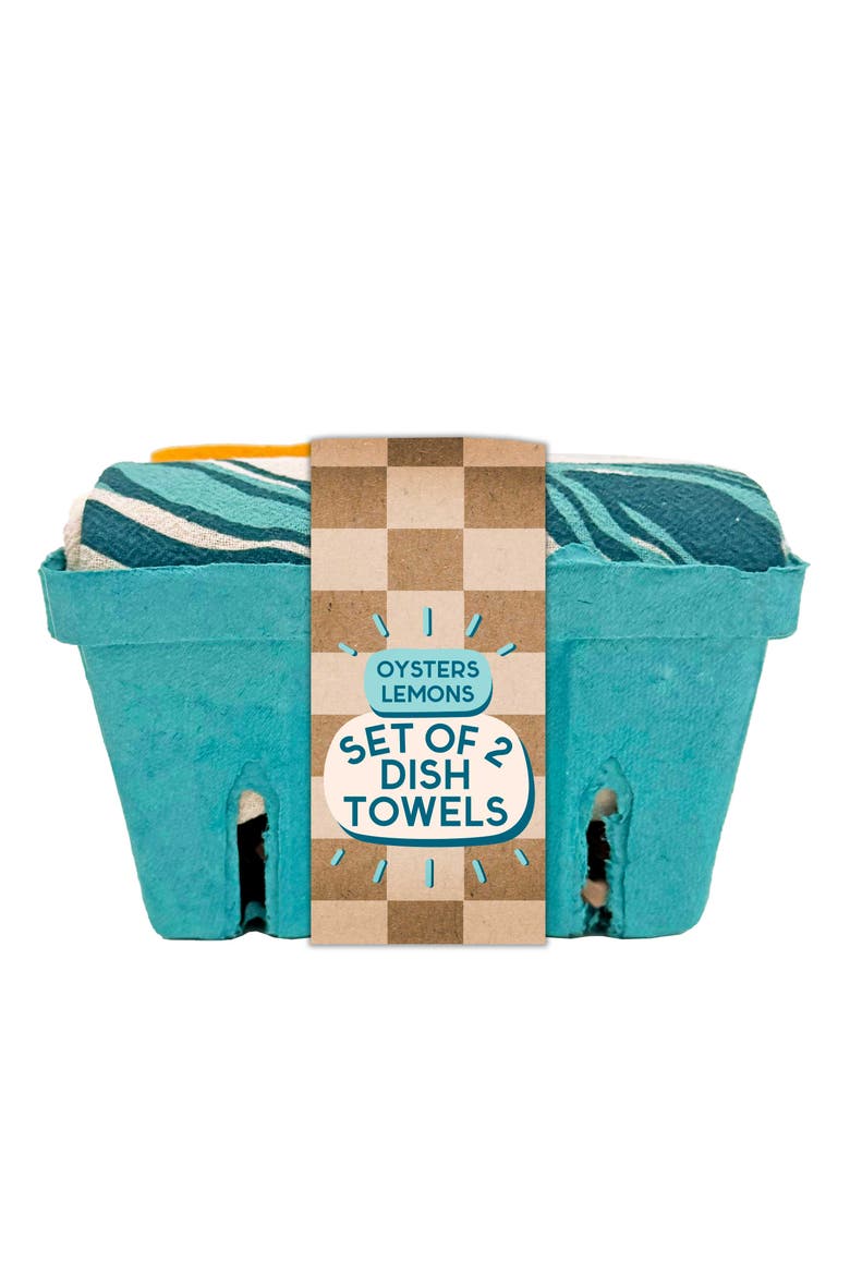 Fresh Oysters - Dish Towel Set of 2, Alternate, color, Blue