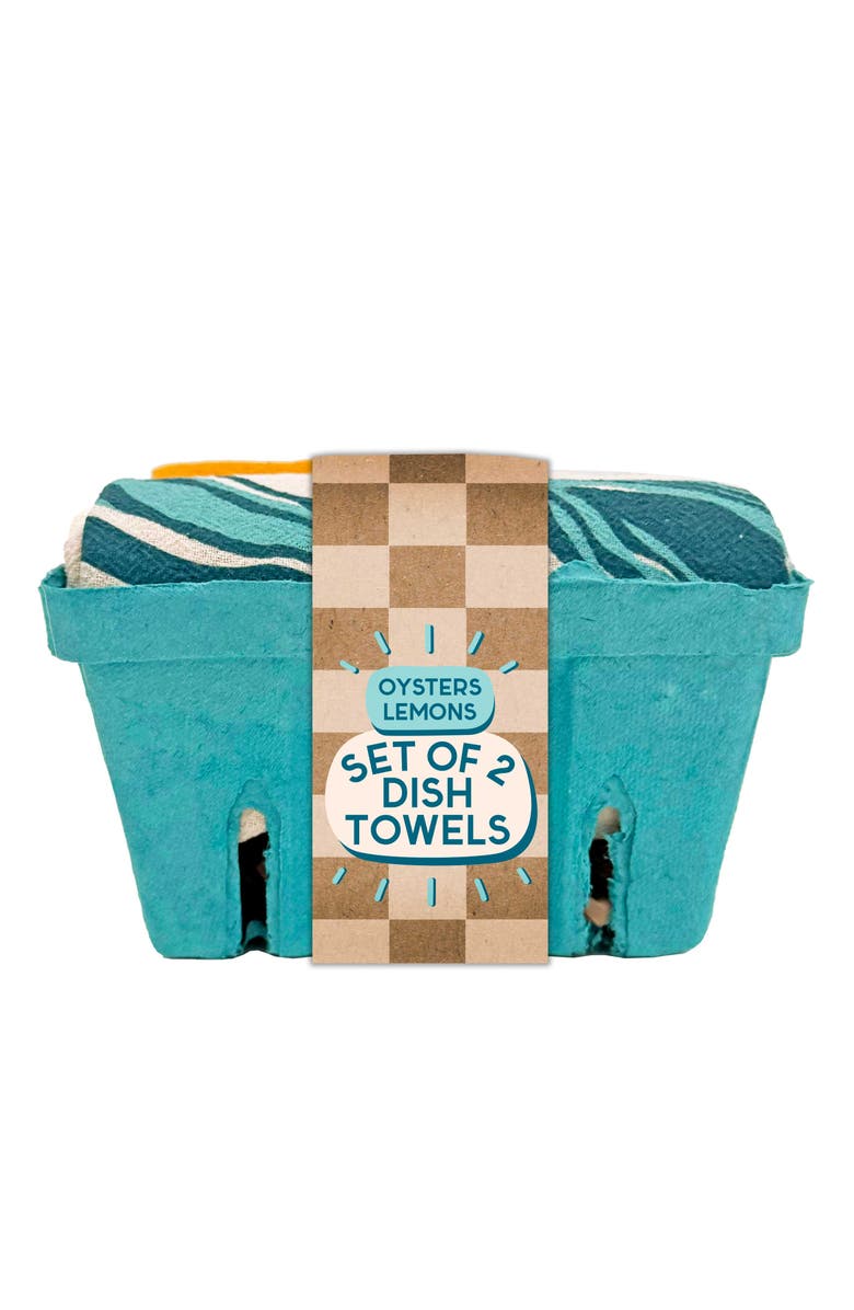The Neighborgoods Fresh Oysters - Dish Towel Set of 2, Alternate, color, Blue