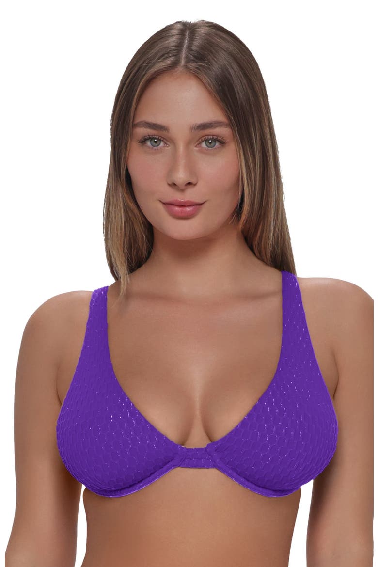 Emery Underwire Bikini Swimsuit Top - D Cup, Alternate, color, PURPLE GEM LUREX
