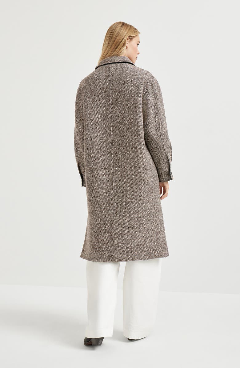 Brunello Cucinelli Mélange diagonal coat, Alternate, color, Light Brown