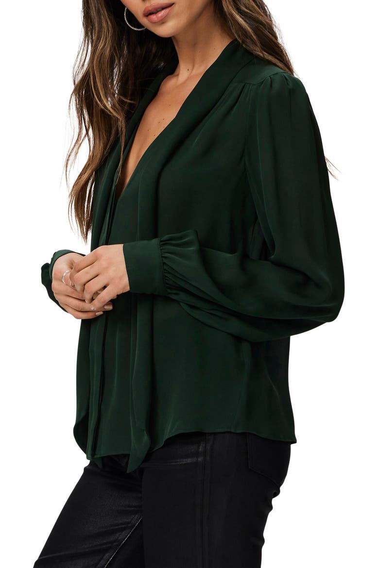 Kirstie Tie Neck Silk Georgette Shirt, Alternate, color, DKFOREST