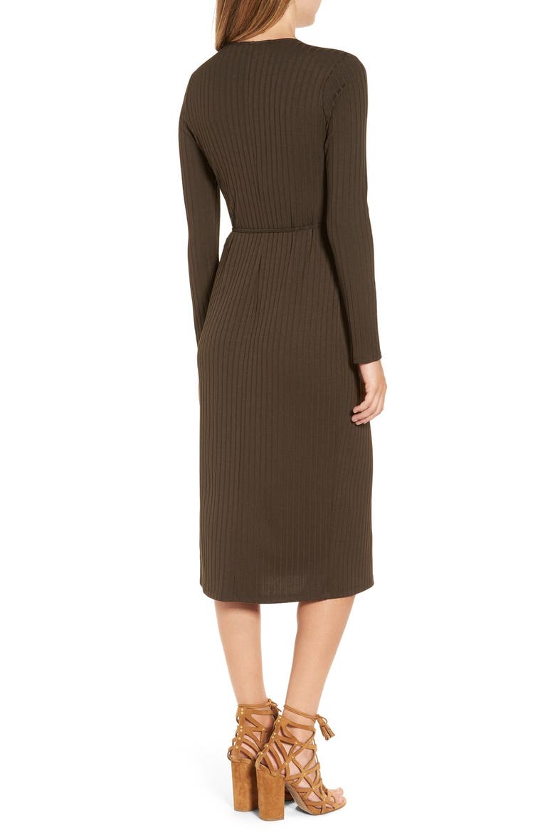ASTR Rib Knit Wrap Dress, Alternate, color, OLIVE