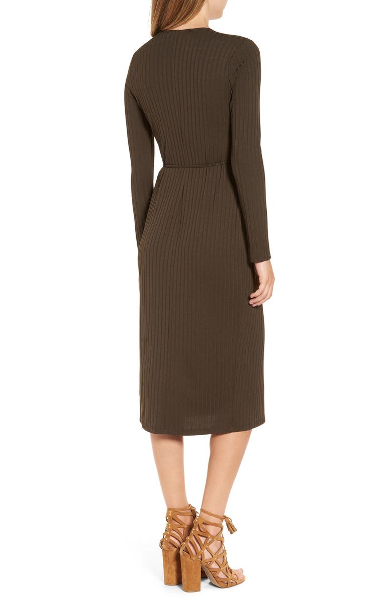 ASTR the Label ASTR Rib Knit Wrap Dress, Alternate, color, 