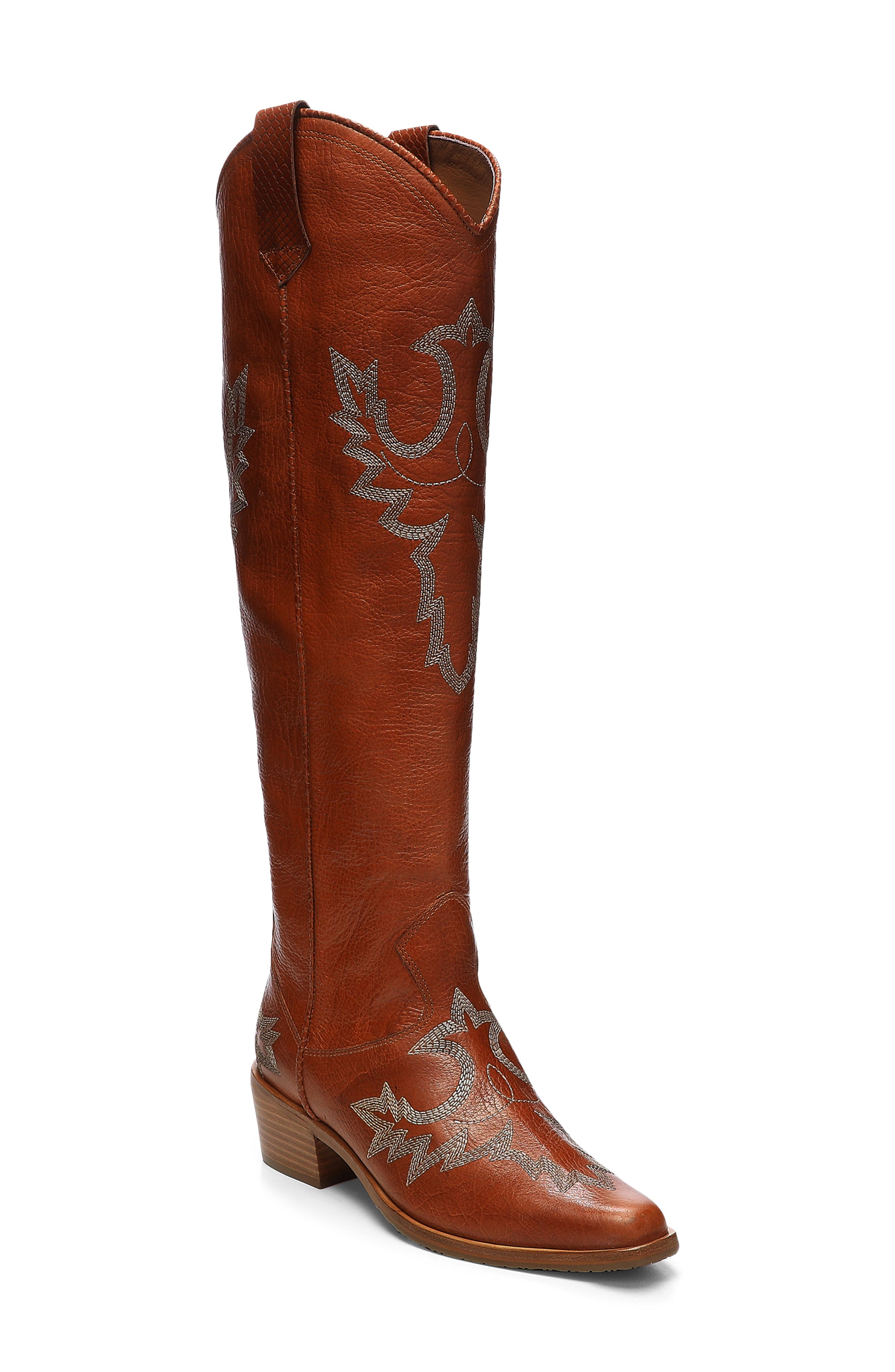 Donald Pliner Marina Over the Knee Western Boot, Main, color, Cognac