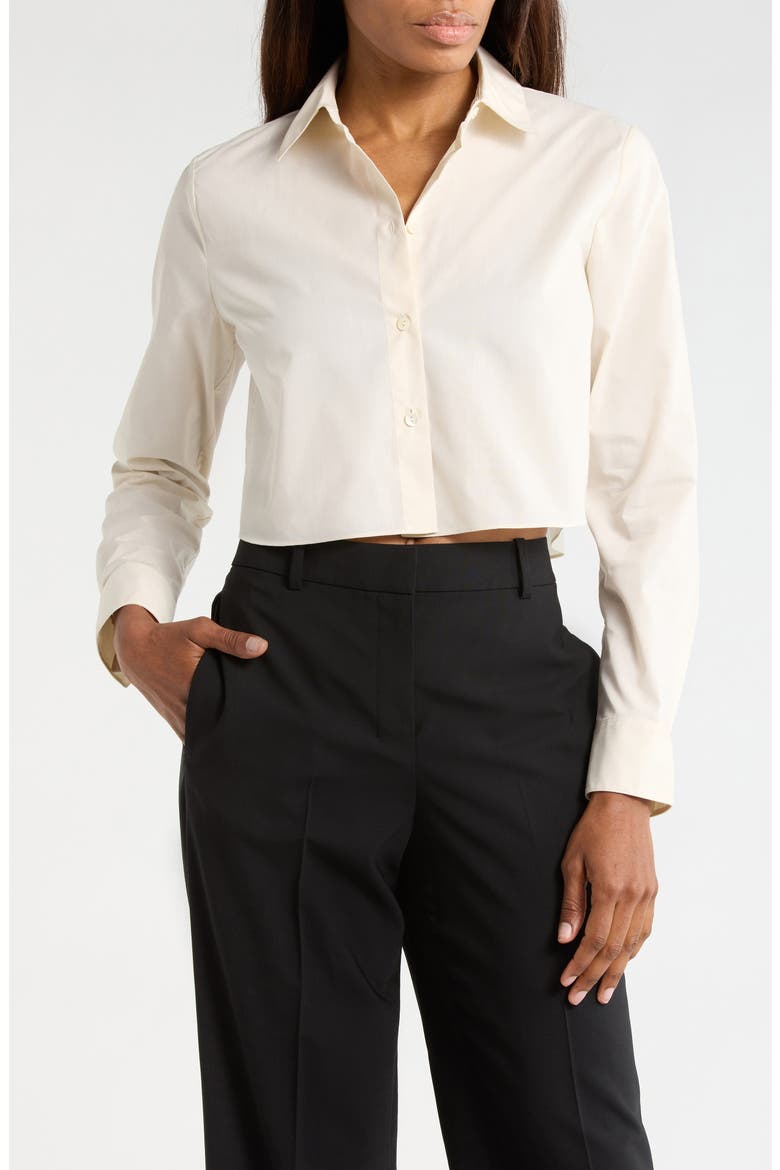 Crop Poplin Button-Up Shirt, Main, color, EGGSHELL