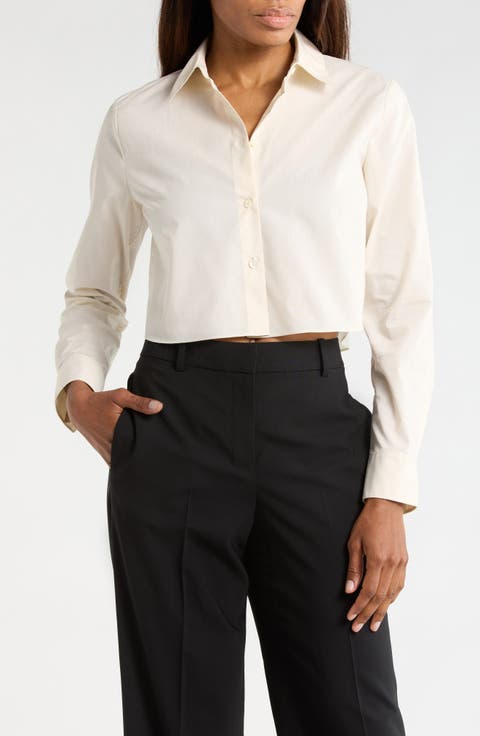 Crop Poplin Button-Up Shirt
