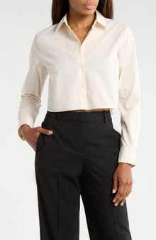 Theory Crop Poplin Button-Up Shirt