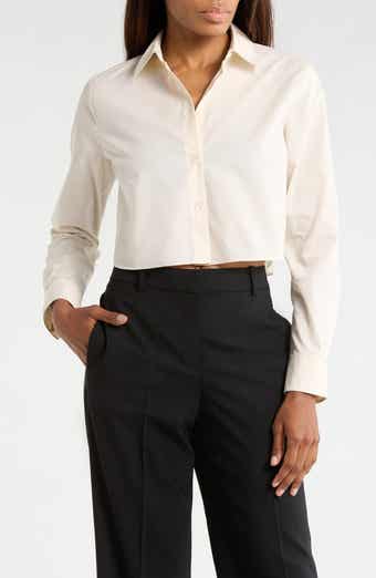 Theory Crop Poplin Button-Up Shirt