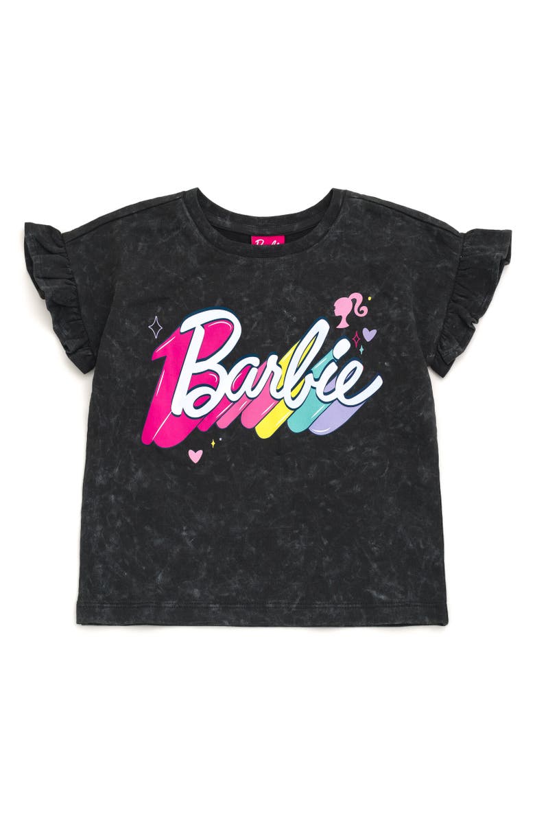 Barbie Wash T-Shirt & Shorts Set, Alternate, color, Charcoal Gray