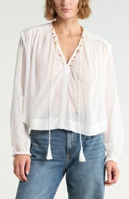 Joie Long Sleeve Embroidered Top