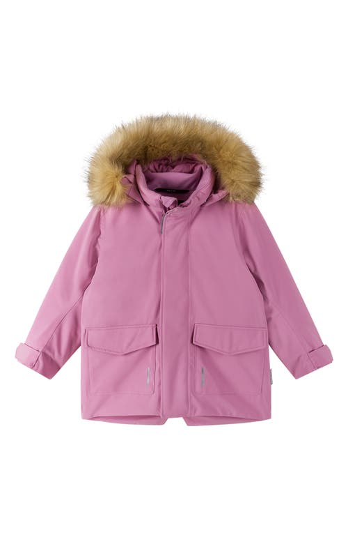 The Reimatec Mutka Faux-Fur Trim Hooded Winter Jacket in Mauve Pink 