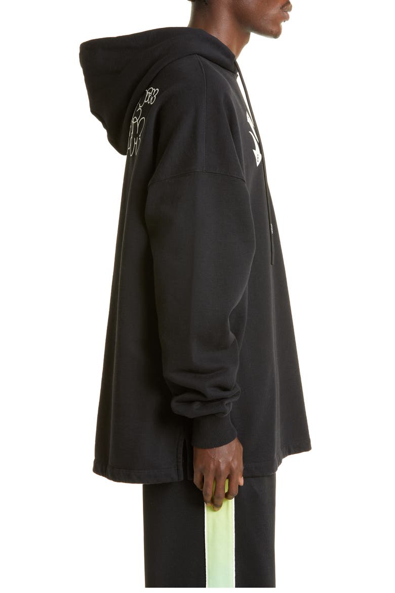Embroidered Cotton Logo Hoodie (Nordstrom Exclusive), Alternate, color, BLACK/ WHITE