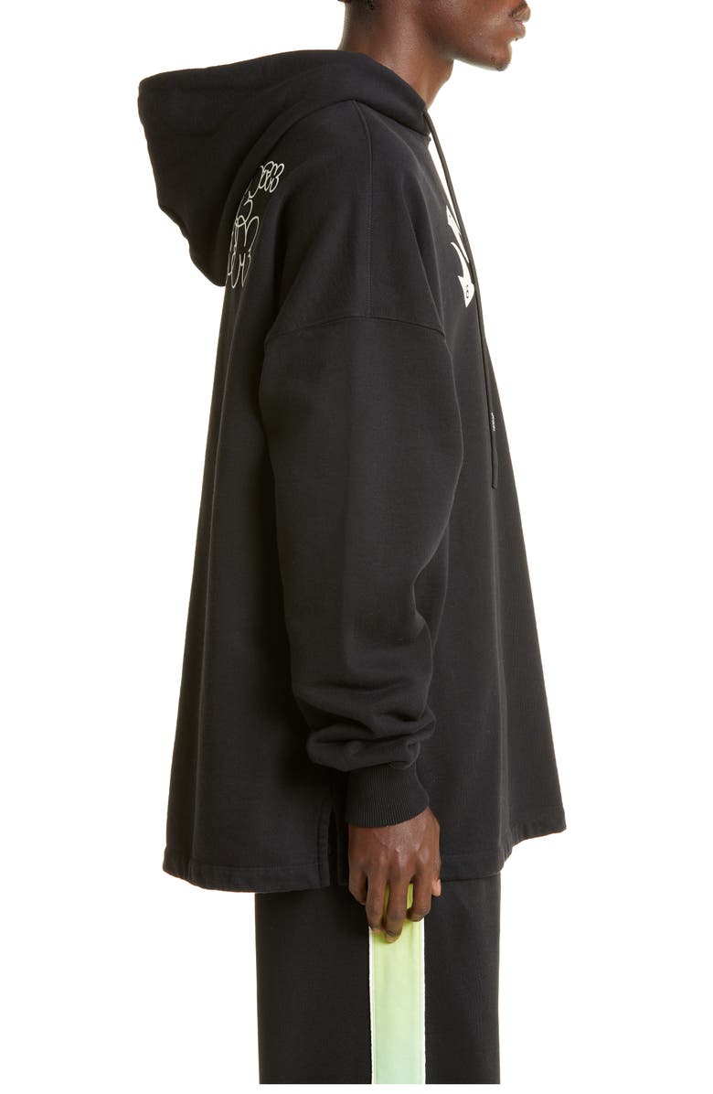 Off-White Embroidered Cotton Logo Hoodie, Alternate, color, 